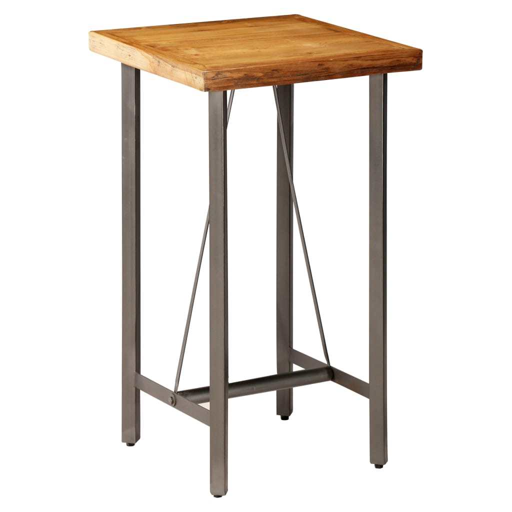 Mesa de bar em madeira de teca recuperada maciça 60x60x107 cm