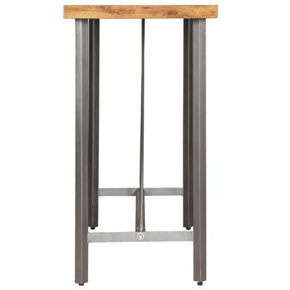 Mesa de bar em madeira de teca recuperada maciça 120x58x106 cm