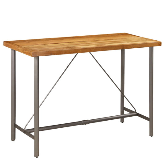 Mesa de bar em madeira de teca recuperada maciça 150x70x106 cm