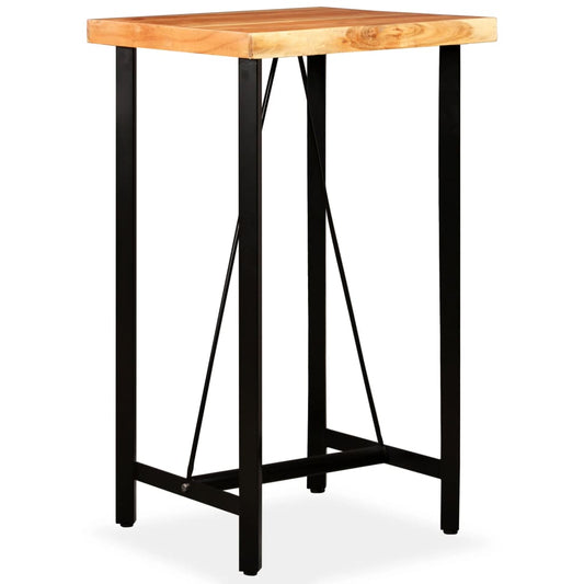 Conjunto bar 3 pcs madeira acácia maciça couro genuíno e lona