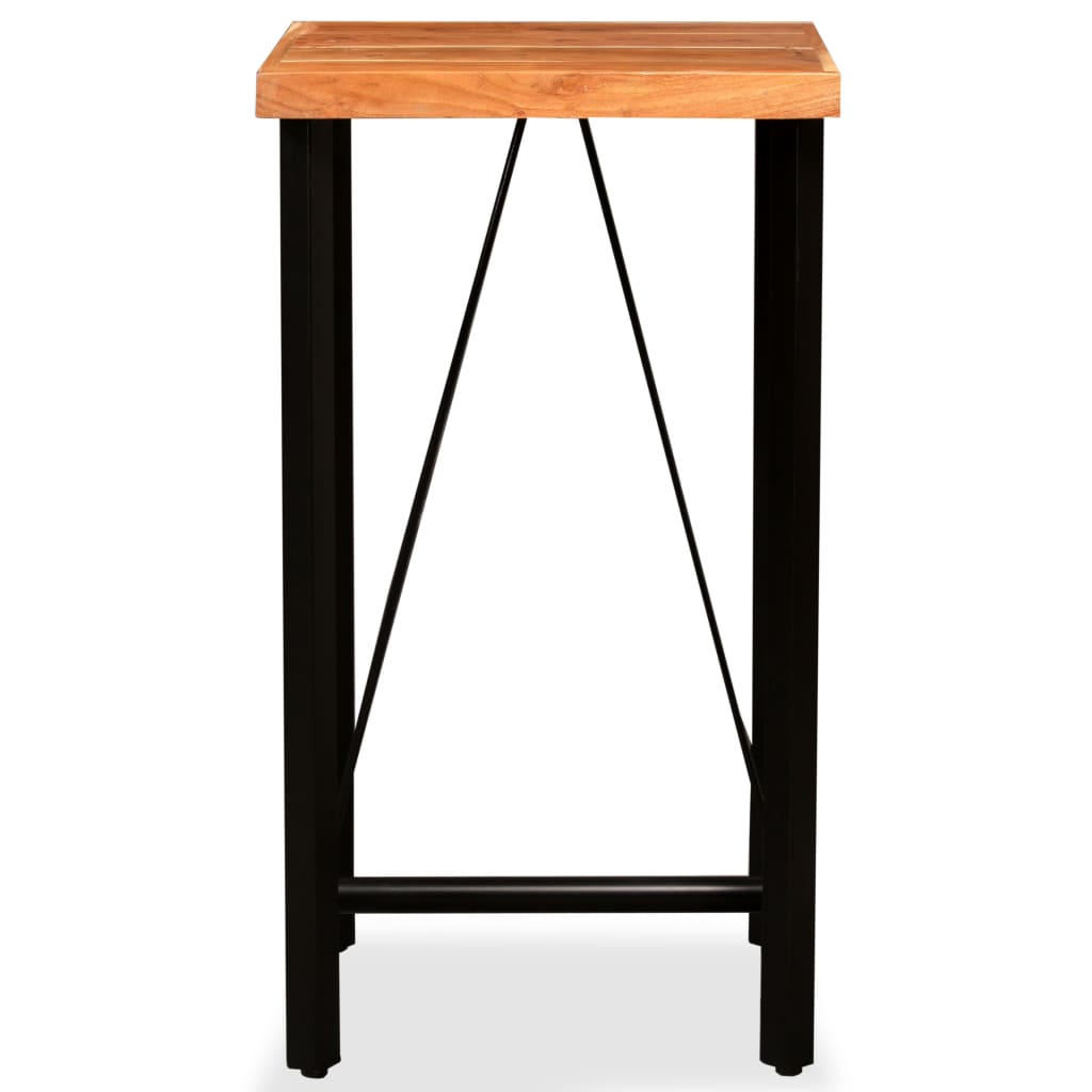 Conjunto bar 3 pcs madeira acácia maciça couro genuíno e lona