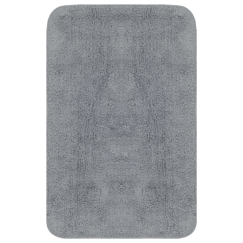 Conjunto tapetes de casa de banho 2 pcs tecido cinzento