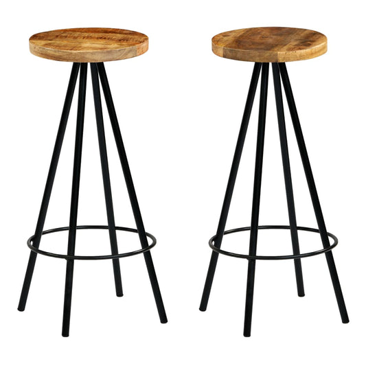 Cadeiras de bar 2 pcs madeira de mangueira maciça