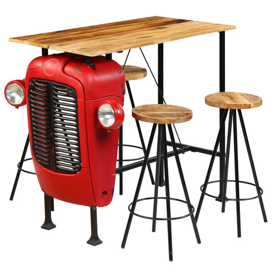Conjunto de bar 5 pcs madeira de mangueira maciça 120x60x107 cm