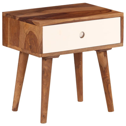 Mesa de cabeceira em madeira de acácia maciça 45x30x45 cm