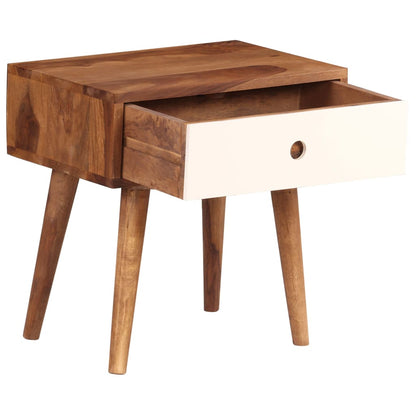 Mesa de cabeceira em madeira de acácia maciça 45x30x45 cm
