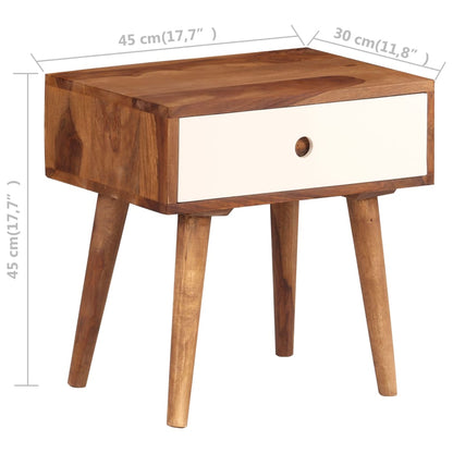 Mesa de cabeceira em madeira de acácia maciça 45x30x45 cm