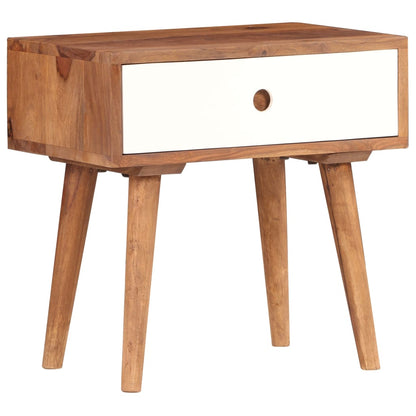 Mesa de cabeceira em madeira de acácia maciça 45x30x45 cm