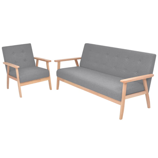 Conjunto de sofás 2 pcs tecido cinzento claro