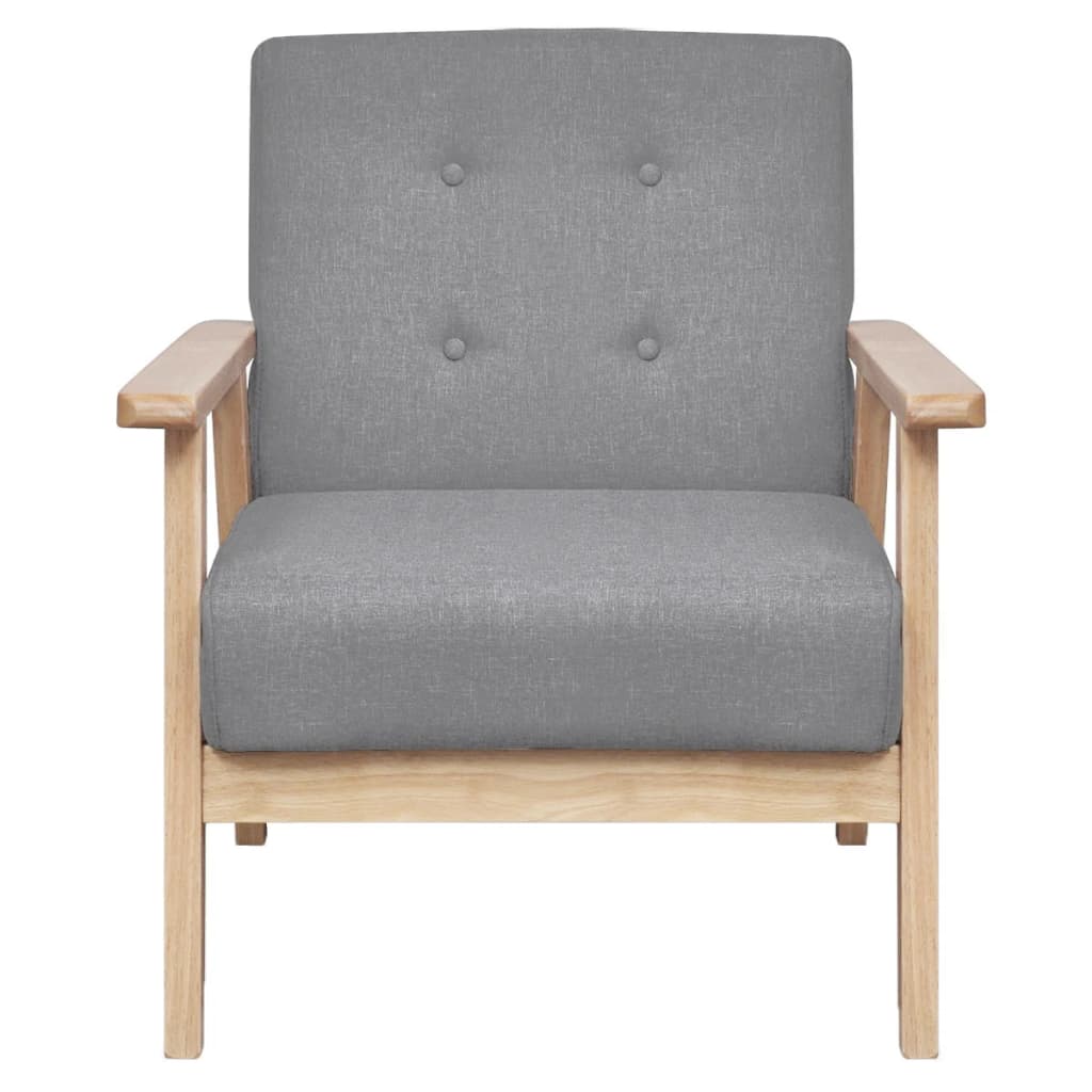 Conjunto de sofás 3 pcs tecido cinzento claro