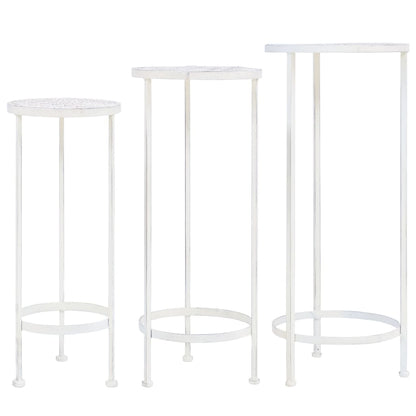 Suporte para plantas 3 pcs estilo vintage metal antigo branco