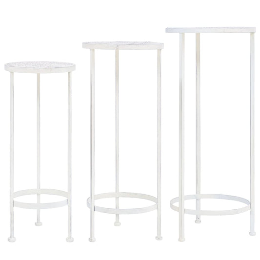 Suporte para plantas 3 pcs estilo vintage metal antigo branco