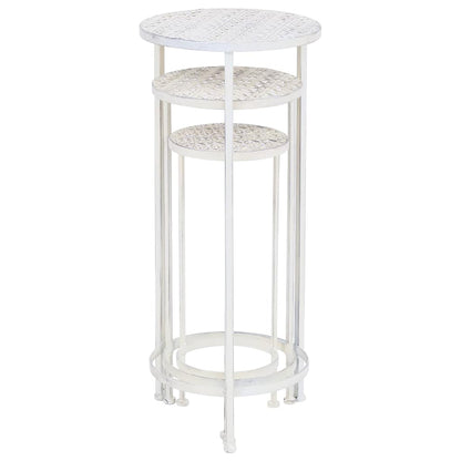 Suporte para plantas 3 pcs estilo vintage metal antigo branco