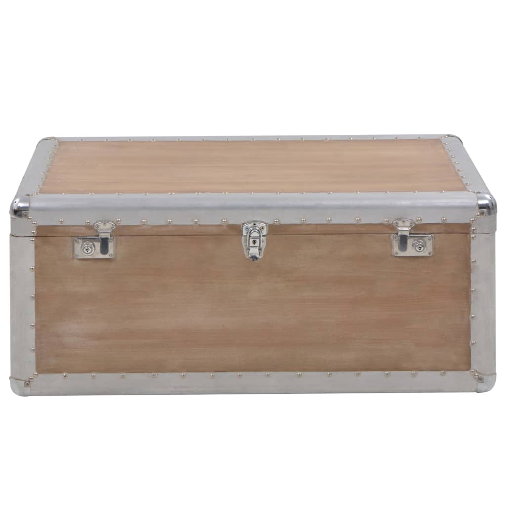 Caixa de arrumação madeira de abeto maciça 91x52x40 cm castanho