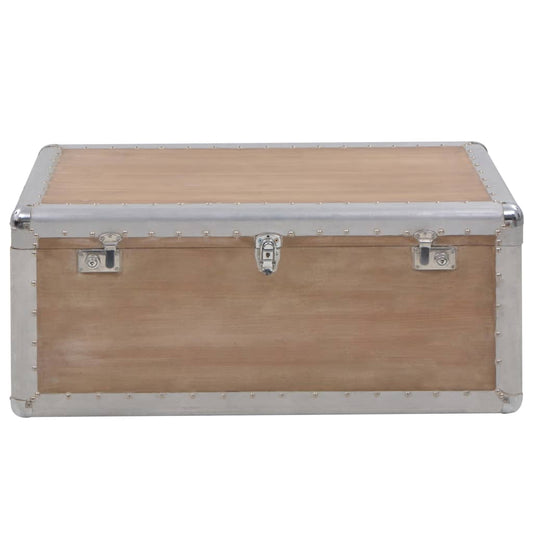 Caixa de arrumação madeira de abeto maciça 91x52x40 cm castanho