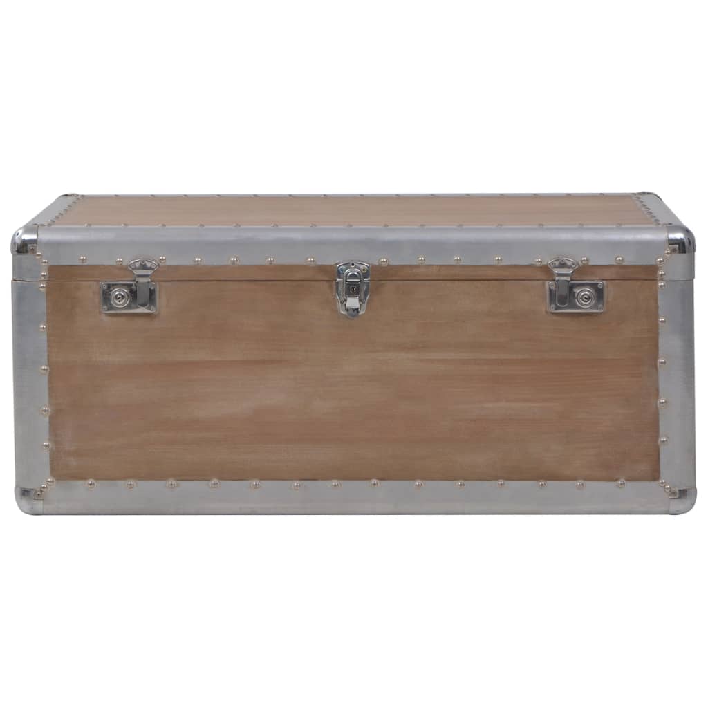 Caixa de arrumação madeira de abeto maciça 91x52x40 cm castanho