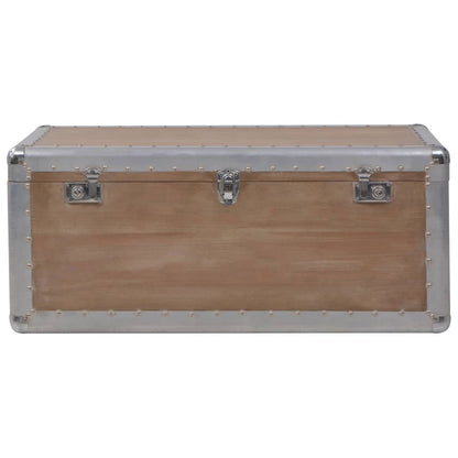 Caixa de arrumação madeira de abeto maciça 91x52x40 cm castanho
