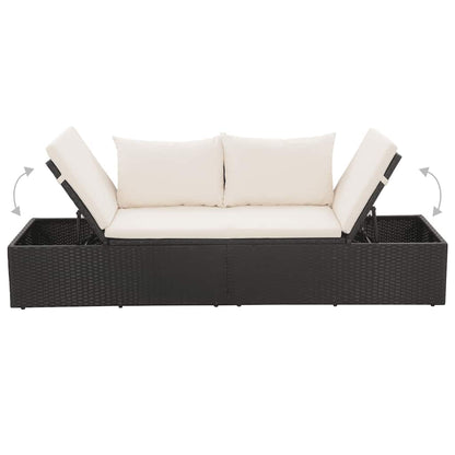 Espreguiçadeira de jardim 195x60 cm vime PE preto