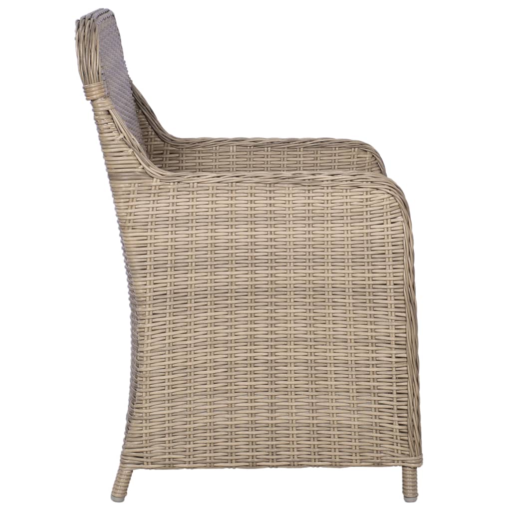 Cadeiras de exterior c/ almofadões 2 pcs vime PE castanho