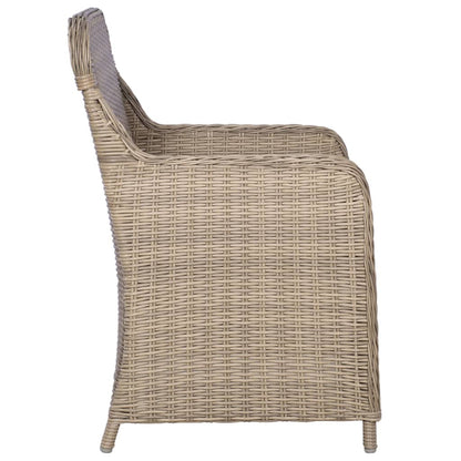 Cadeiras de exterior c/ almofadões 2 pcs vime PE castanho