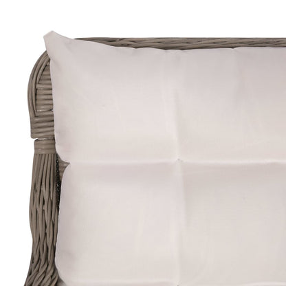 Cadeiras de exterior c/ almofadões 2 pcs vime PE castanho