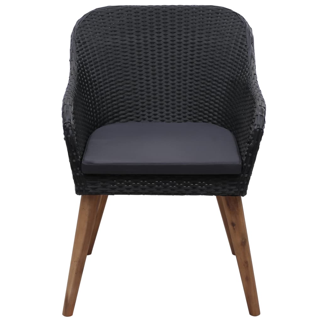 Cadeiras de exterior c/ almofadões 2 pcs vime PE preto