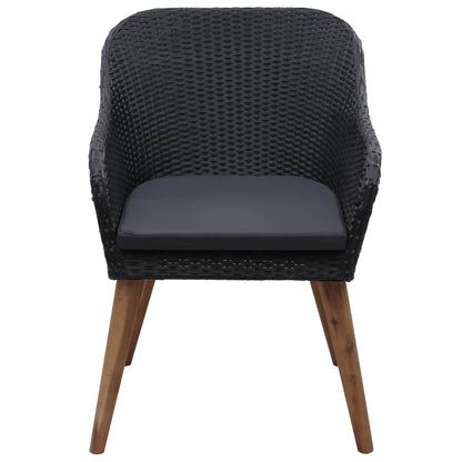 Cadeiras de exterior c/ almofadões 2 pcs vime PE preto