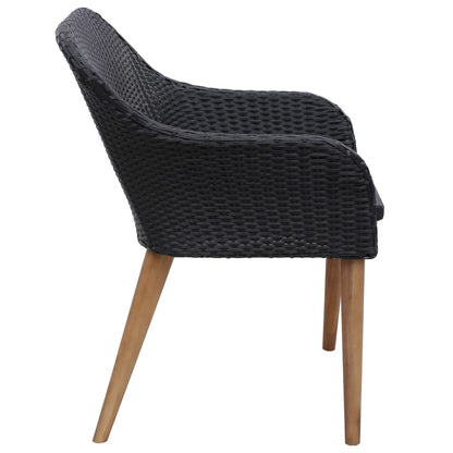 Cadeiras de exterior c/ almofadões 2 pcs vime PE preto