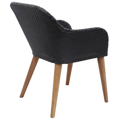 Cadeiras de exterior c/ almofadões 2 pcs vime PE preto