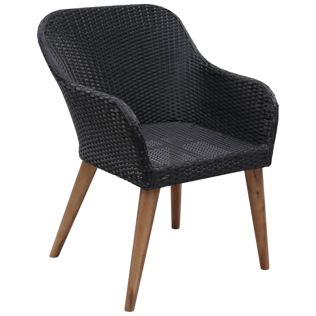 Cadeiras de exterior c/ almofadões 2 pcs vime PE preto