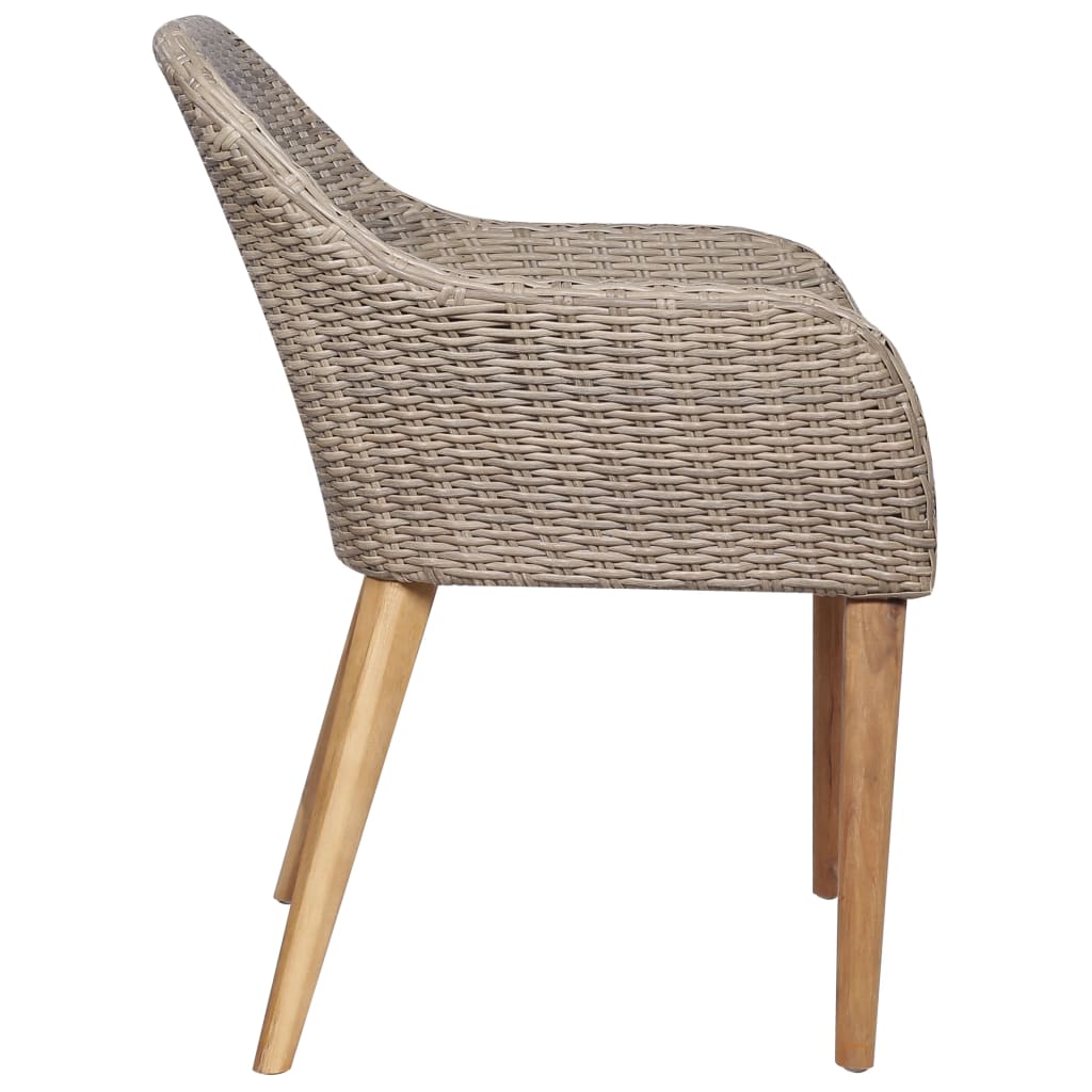 Cadeiras de exterior c/ almofadões 2 pcs vime PE castanho
