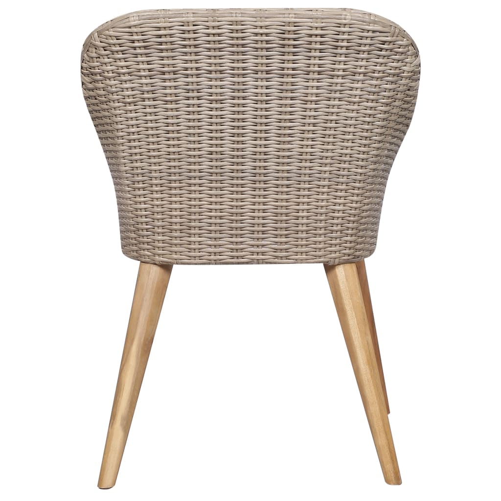 Cadeiras de exterior c/ almofadões 2 pcs vime PE castanho