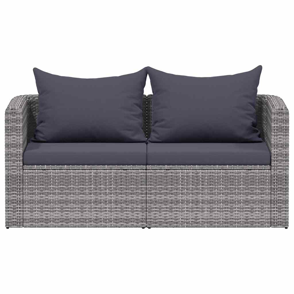 Sofás de canto para jardim 2 pcs vime PE cinzento