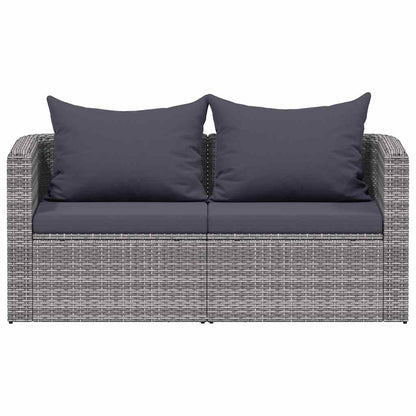 Sofás de canto para jardim 2 pcs vime PE cinzento