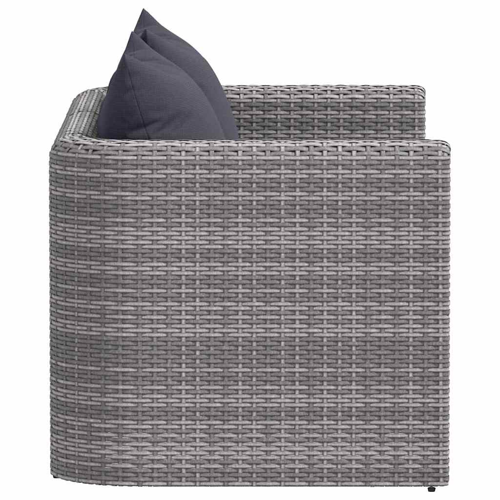Sofás de canto para jardim 2 pcs vime PE cinzento
