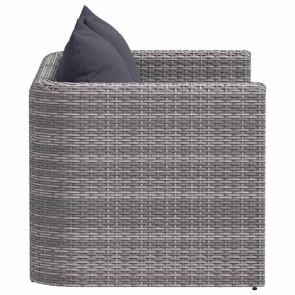 Sofás de canto para jardim 2 pcs vime PE cinzento