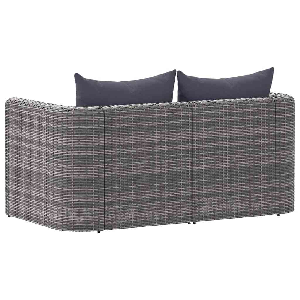 Sofás de canto para jardim 2 pcs vime PE cinzento