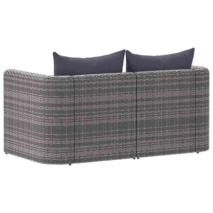 Sofás de canto para jardim 2 pcs vime PE cinzento