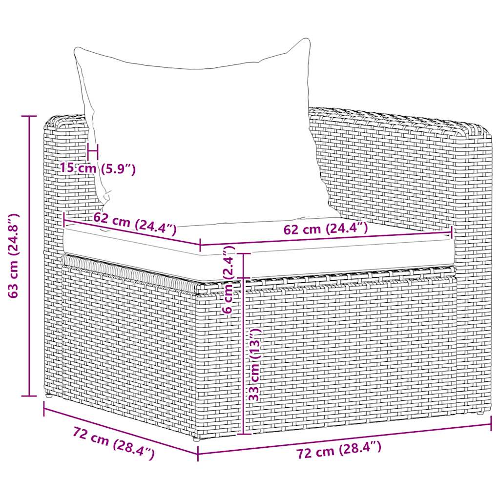 Sofás de canto para jardim 2 pcs vime PE cinzento