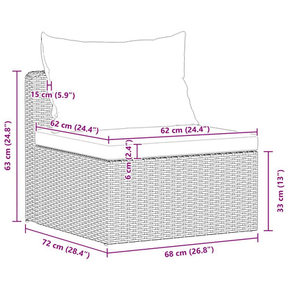 3 pcs conjunto sofás de jardim c/ almofadões vime PE cinzento