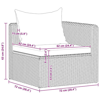 3 pcs conjunto sofás de jardim c/ almofadões vime PE cinzento