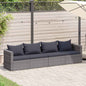 4 pcs conjunto sofás de jardim c/ almofadões vime PE cinzento