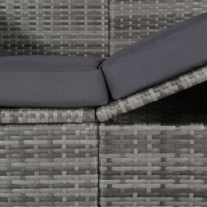 Espreguiçadeira de jardim com toldo 205x62 cm vime PE cinzento