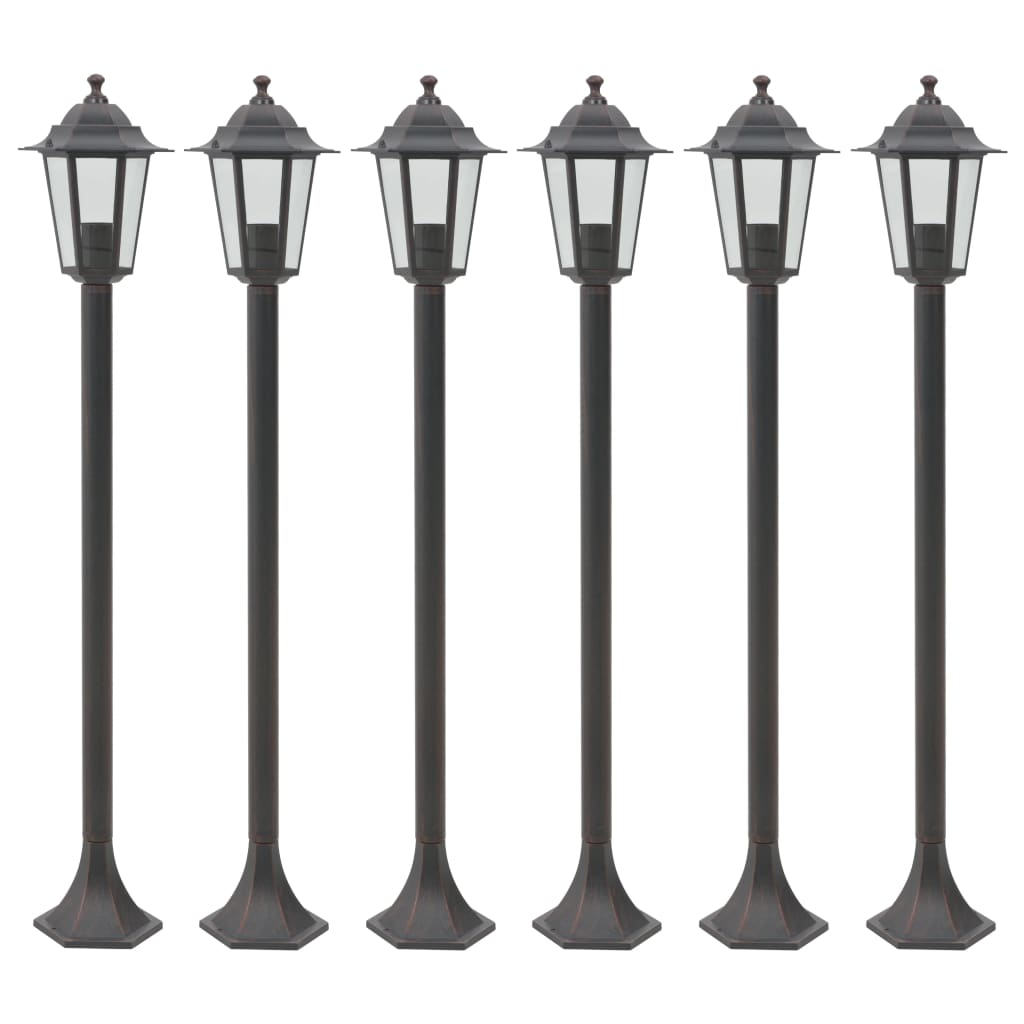 Candeeiros de pé para jardim 6 pcs E27 110 cm alumínio bronze