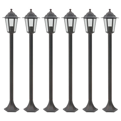 Candeeiros de pé para jardim 6 pcs E27 110 cm alumínio bronze