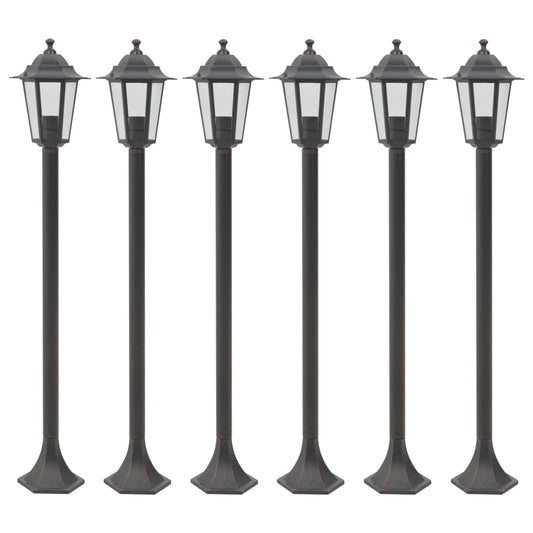 Candeeiros de pé para jardim 6 pcs E27 110 cm alumínio bronze