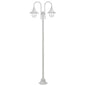 Candeeiro de pé p/ jardim c/ 2 braços E27 220cm alumínio branco