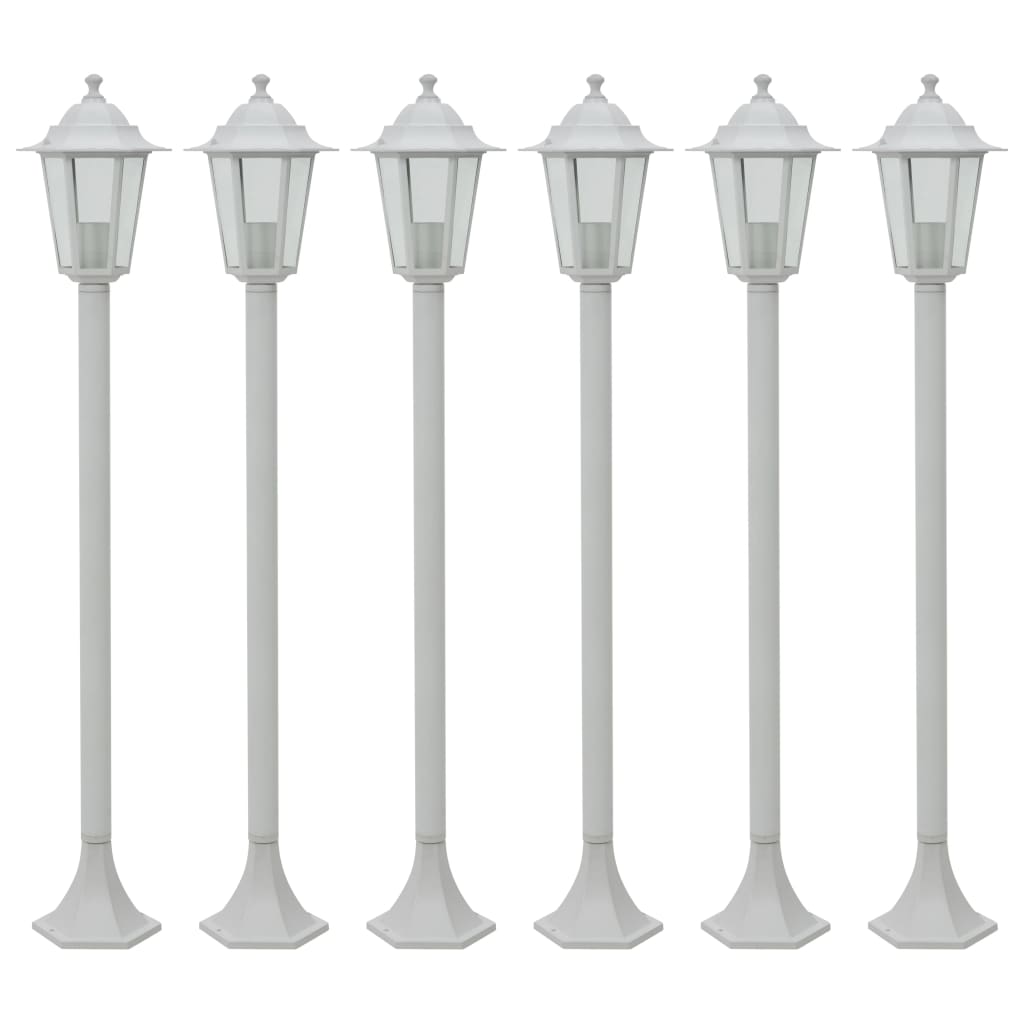 Candeeiros de pé para jardim 6 pcs E27 110 cm alumínio branco
