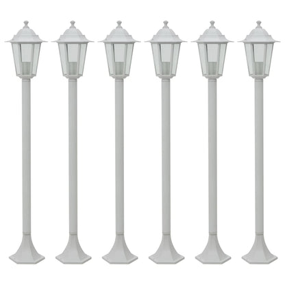 Candeeiros de pé para jardim 6 pcs E27 110 cm alumínio branco