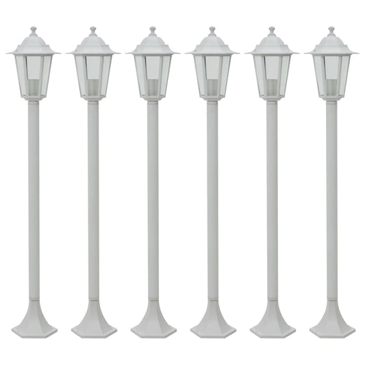 Candeeiros de pé para jardim 6 pcs E27 110 cm alumínio branco